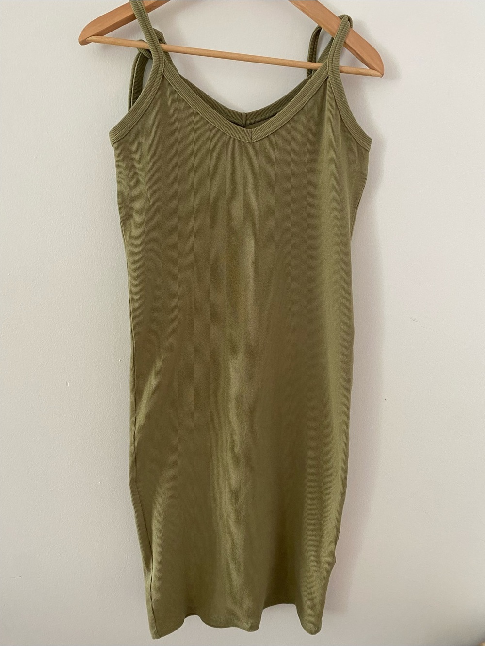 Maternity Olive Green Ribbed Slip Dress